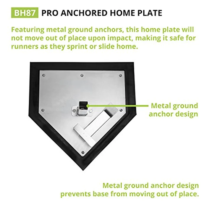 Champion Sports Pro Anchor Home Plate - Molded Rubber, Metal Bottom Home Plate with Ground Anchor , RED by Champion Sports - Image 2