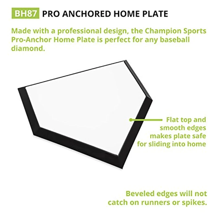 Champion Sports Pro Anchor Home Plate - Molded Rubber, Metal Bottom Home Plate with Ground Anchor , RED by Champion Sports - Image 3