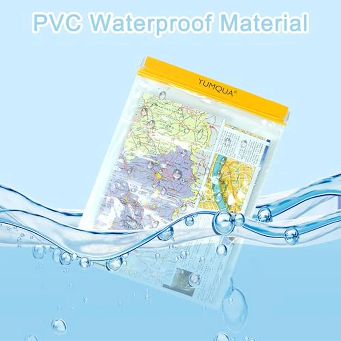 YUMQUA Waterproof Bags Large 3 Pack Set, Clear Watertight Pouch Holder for Document Map Camera Mobile Phone Car Key, fits Kayaking Boating Hiking Water Sports, Yellow by YUMQUA - Image 2
