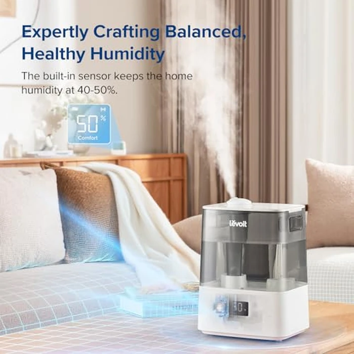 Levoit 6L Smart Humidifiers for Bedroom Large Room Home, 60H Super Long Time, Cool Mist Top Fill, Auto Mode-Quiet Sleep Mode for Baby & Plants, App & Voice Control, Night Light by Levoit - Image 2