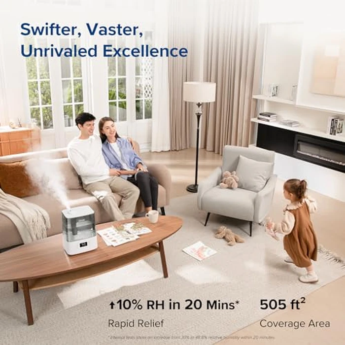 Levoit 6L Smart Humidifiers for Bedroom Large Room Home, 60H Super Long Time, Cool Mist Top Fill, Auto Mode-Quiet Sleep Mode for Baby & Plants, App & Voice Control, Night Light by Levoit - Image 3