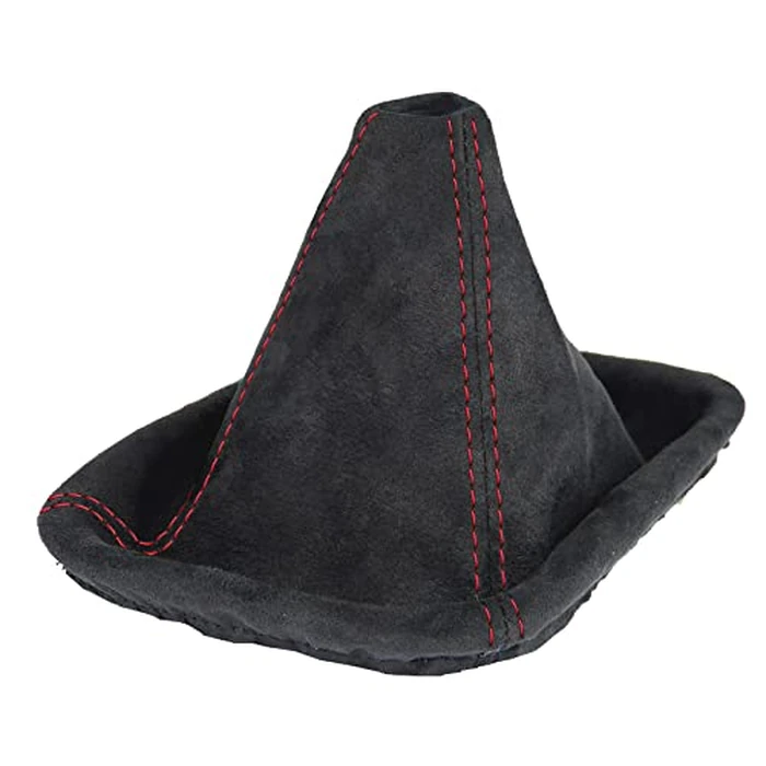 L & P Car Design Shift Boot Cover Faux Suede Compatible with BMW 3 Series e46 1998-2007 Manual Transmission (Black with red Stitch) by L & P Car Design - Image 1