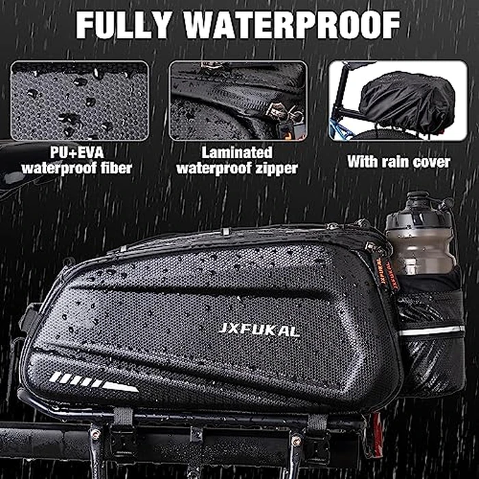 JXFUKAL Bike Bags for Bicycle Rear rack - 9.5L/17L/40L Hard Shell Waterproof Bike Ebike Trunk Pannier Saddle Seat Bag Carrier with Reflector, Rain Cover & Shoulder Strap for Commuter Travel Outdoor by JXFUKAL - Image 3