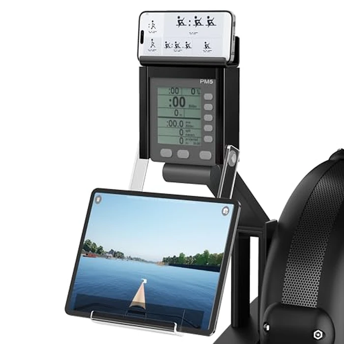 Phone & Tablet Holder Compatible with Concept 2 Rowing Machine & Skierg with PM5 Monitor, Rower Accessories, 2-in-1 Phone & Tablet Mount Stand for Model D&E and Rowerg, NOT for PM3/PM4, Patent Pending by PeloFamily - Used - Like New condition - US$29.11