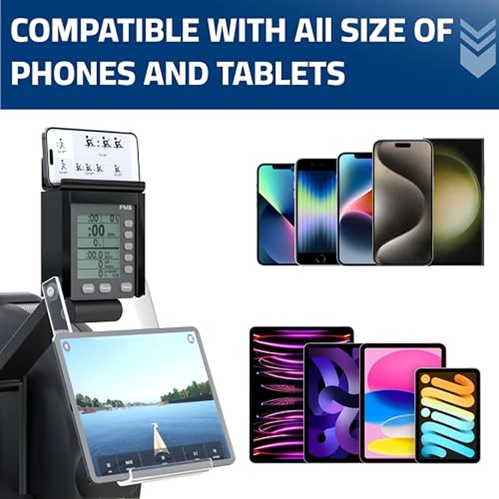 Phone & Tablet Holder Compatible with Concept 2 Rowing Machine & Skierg with PM5 Monitor, Rower Accessories, 2-in-1 Phone & Tablet Mount Stand for Model D&E and Rowerg, NOT for PM3/PM4, Patent Pending by PeloFamily - Image 4