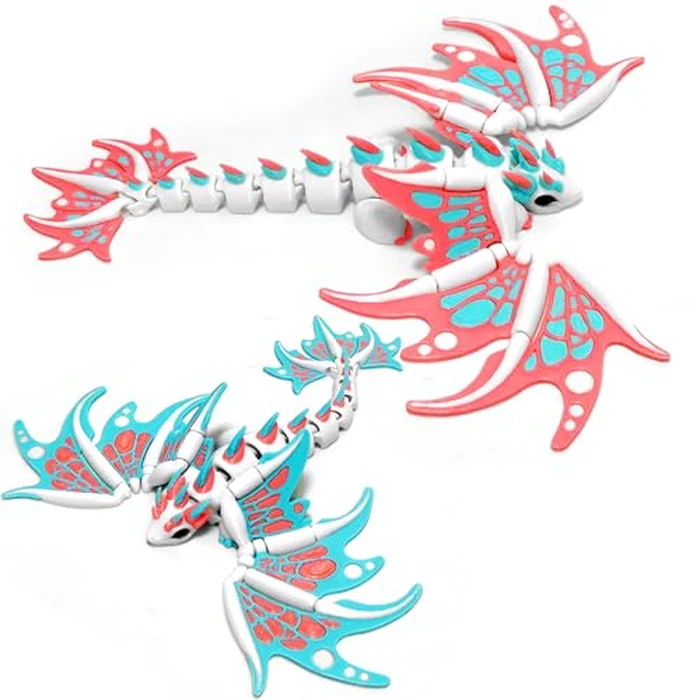 2 Pcs 3D Printed Dragon with Wings, 7" 3D Printed Flexible Articulated Dragon Animals Fidget Toys for Home Office Decor, Easter Basket Stuffers Essentials for Girl, Boy Birthday (2 Pcs Wing Dragon) by AQXYTK - Used - Like New condition - US$12.94