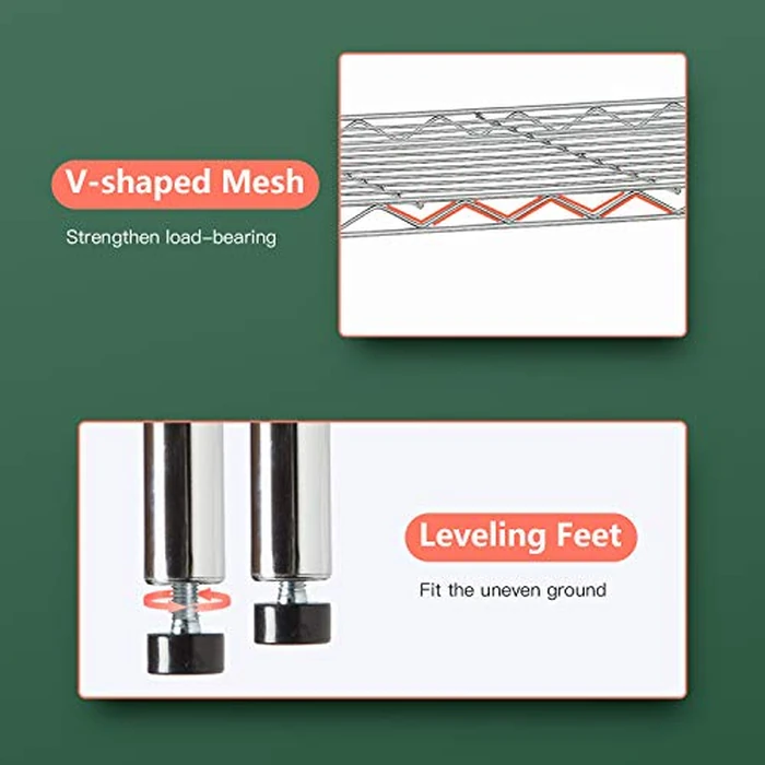 FDW 14" Dx36" Wx72" H Wire Shelving Unit Metal Shelf with 5 Tier Adjustable Layer Rack Commercial Strong Steel for Restaurant Garage Pantry Kitchen，Chrome by FDW - Image 5