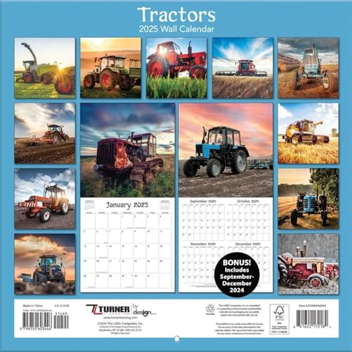 TURNER PHOTOGRAPHIC Tractors 12x12 Photo Wall Calendar (25998940094) by Turner Licensing - Image 2