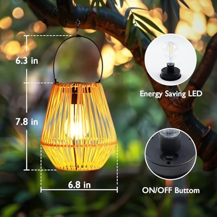 Homemory Solar Lanterns Outdoor Waterproof Hanging Lights, Outside Solar Lamp Decorative for Garden, Yard, Patio, Porch, Trees, Lawn, Pathway, Table (2) by Homemory - Image 4