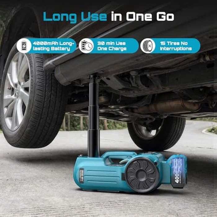 SEESII Electric Cordless Car Jack: 5Ton 21V Battery Hydraulic Car Jack with Built-in Tire Inflator & Universal Wrench, Portable Emergency Tire Change Tool for SUV Sedan MPV Pickup Truck Repair by Seesii - Image 3