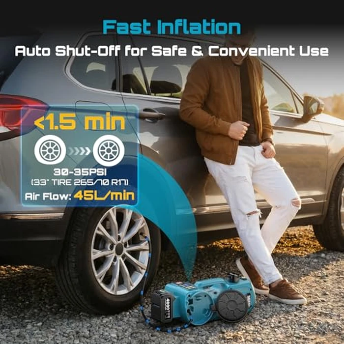 SEESII Electric Cordless Car Jack: 5Ton 21V Battery Hydraulic Car Jack with Built-in Tire Inflator & Universal Wrench, Portable Emergency Tire Change Tool for SUV Sedan MPV Pickup Truck Repair by Seesii - Image 5