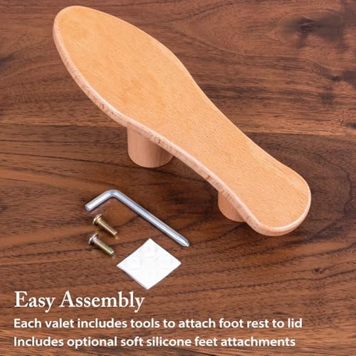 FootFitter Beech Wood Valet Box, Premium Shoe Shine Organizer with Classic Storage for Polish, Brushes, Cloths & Tools (Shoe Care Tools Not Included) by FootFitter - Image 6