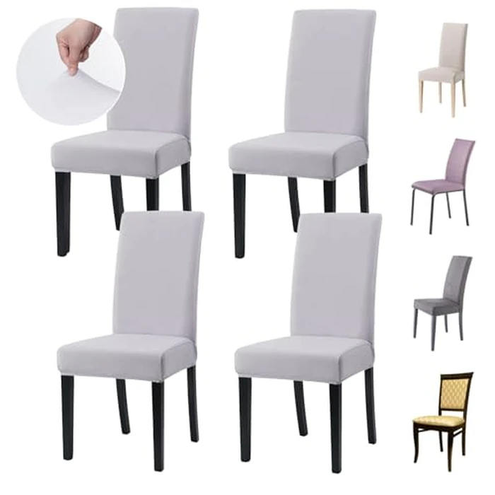 TRLYC Dining Chair Cover - High Stretch Removable Washable Chair Seat Protector Slipcovers for Dining Room Kitchen Home Party Hotel Wedding (Pack of 4, Charcoal Gray) by TRLYC - Image 1