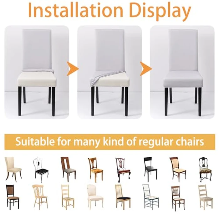 TRLYC Dining Chair Cover - High Stretch Removable Washable Chair Seat Protector Slipcovers for Dining Room Kitchen Home Party Hotel Wedding (Pack of 4, Charcoal Gray) by TRLYC - Image 3