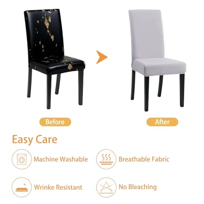 TRLYC Dining Chair Cover - High Stretch Removable Washable Chair Seat Protector Slipcovers for Dining Room Kitchen Home Party Hotel Wedding (Pack of 4, Charcoal Gray) by TRLYC - Image 5
