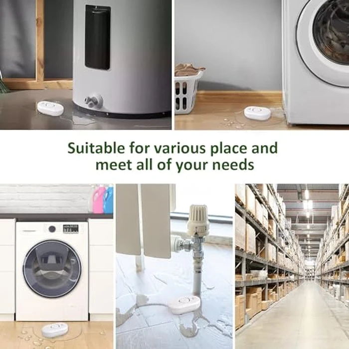 5 Pack Water Leak Detectors for Home, 100dB Water Sensor Alarm for Basement,Flood Leakage Detection Devices for Pipe/Drain/Sink/Faucet Drip Alert,Floor Flooding in Bathroom/Kitchen/Toilet/Laundry Room by METAK - Image 3