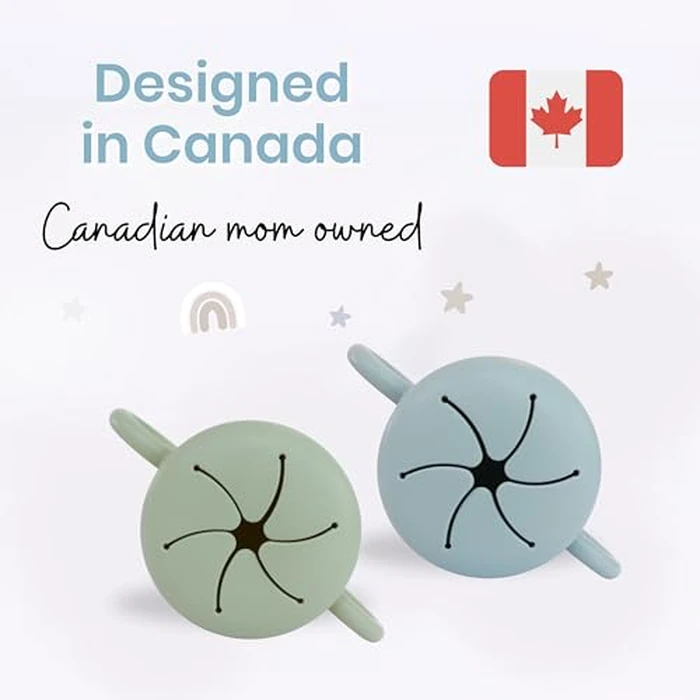 Baby Bliss 2 Pack Toddler Snack Container, Canadian Mom Owned, Snack Cups Toddler No Spill, Silicone Baby Snack Cup, Toddler Travel Essentials, Snack Containers for Kids, BPA Free (Sage/Dusty Teal) by Baby Bliss - Image 2