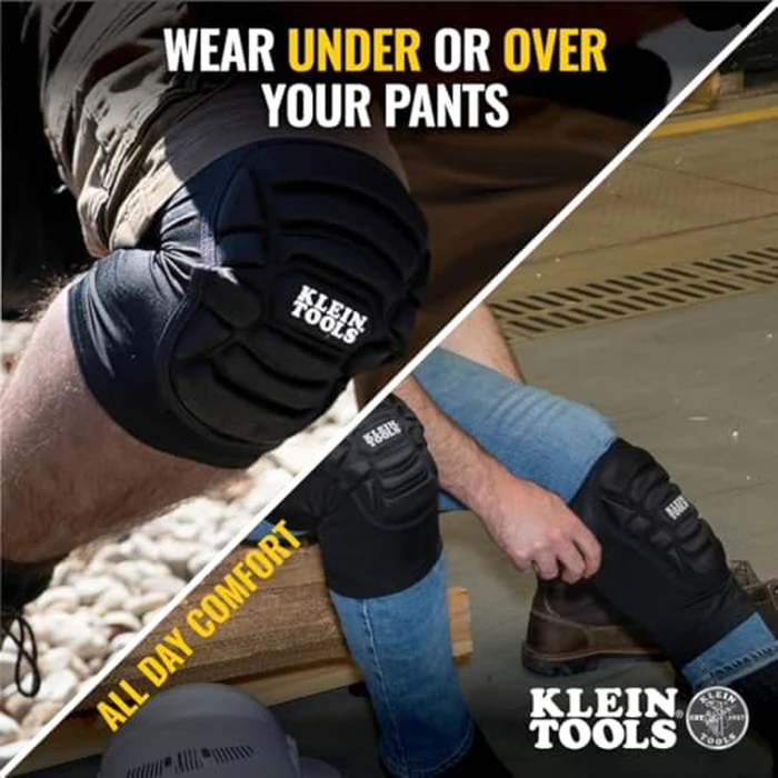 Klein Tools 60492 Knee Pads, Lightweight Padded Knee Sleeves, Breathable Mesh Back, Elastic Cuff with Slip-Resistant Silicone, Black, M/L by KLEIN TOOLS - Image 4
