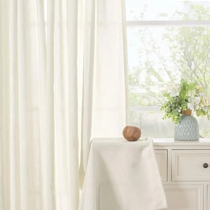 YoungsTex Ivory Linen Curtains 90 Inches Long for Bedroom Grommet Top Light Filtering Privacy Linen Textured Window Semi Sheer Drapes, 2 Panels, 52x90 Inch by YoungsTex - Image 7
