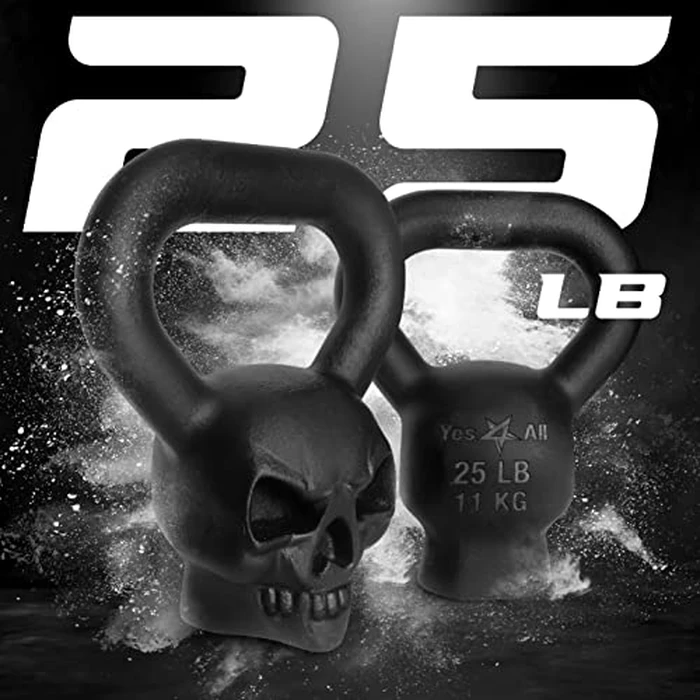 Yes4All Skull Kettlebell/Solid Cast Iron Kettlebell for Strength Training, Core Power, Flexibility At Home Gym, Indoors, Outdoors by Yes4All - Image 3