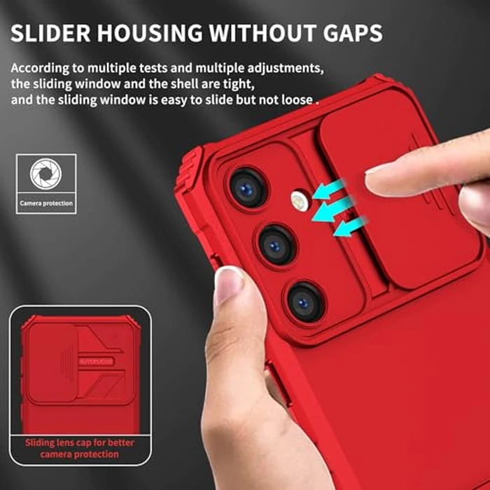 Asuwish Phone Case for Samsung Galaxy S24 5G with Tempered Glass Screen Protector and Slide Camera Cover Kickstand Stand Slim Protective Mobile Hard Cell Accessories S 24 24S G5 Women Men Red by Asuwish - Image 4