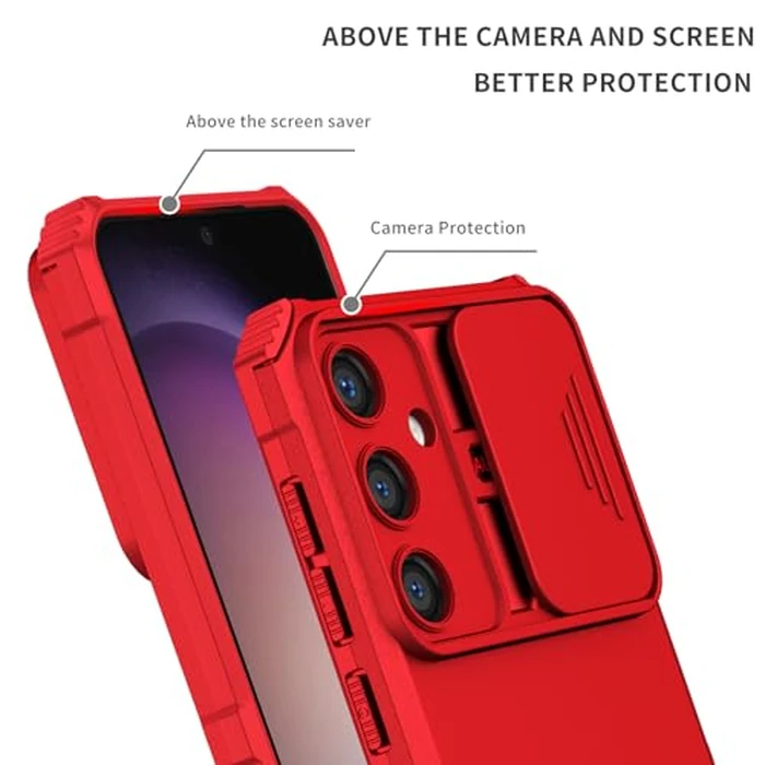 Asuwish Phone Case for Samsung Galaxy S24 5G with Tempered Glass Screen Protector and Slide Camera Cover Kickstand Stand Slim Protective Mobile Hard Cell Accessories S 24 24S G5 Women Men Red by Asuwish - Image 7