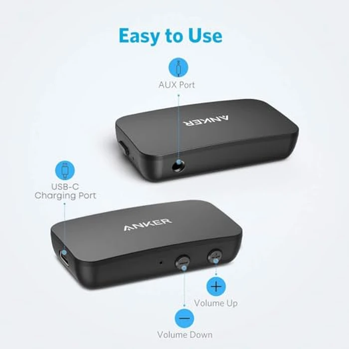 Anker Soundsync A3352 Bluetooth Receiver for Music Streaming with Bluetooth 5.0, 12-Hour Battery Life, Dual Device Connection, for Car, Home Stereo, Headphones, Speakers (Renewed) by Anker - Image 4
