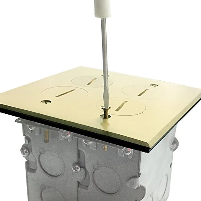 ENERLITES - 705510-C-STICKERED Screw Cap Cover Floor Box kit, 5” x 5” 2-Gang Cover, 20A Tamper-Weather Resistant Receptacle Outlets, Watertight Gasket, Corrosive Resistant Hardware, UL Listed, 975510-C, Brass Brass 2-Gang by ENERLITES - Image 5