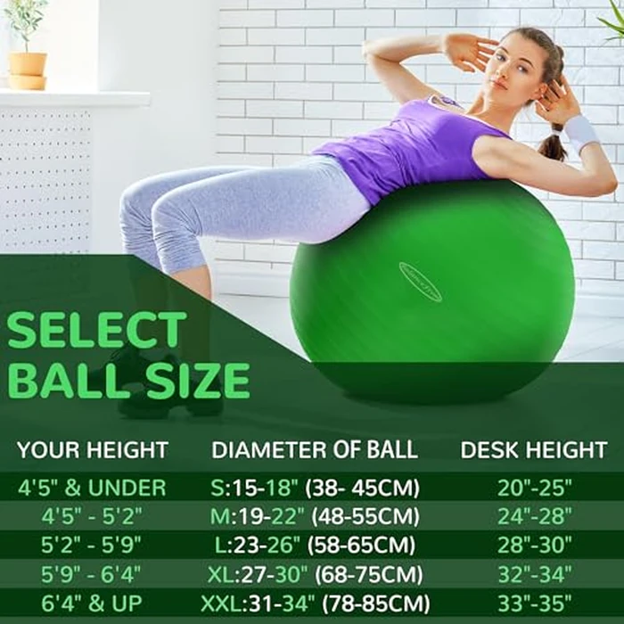 BalanceFrom Anti-Burst and Slip Resistant Exercise Ball Yoga Ball Fitness Ball Birthing Ball with Quick Pump, 2,000-Pound Capacity, Green, 26-inch, L by Fitvids - Image 2