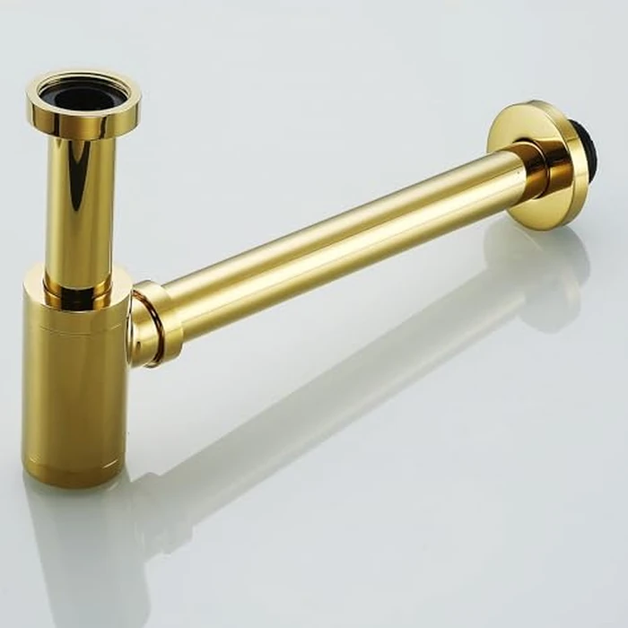 RANDOM Deep Gold Polished Brass Contemporary Round Bottle P Trap 1 1/4,Titanium Gold Basin Sink Waste Drain P Trap Kit. by RANDOM - Image 6