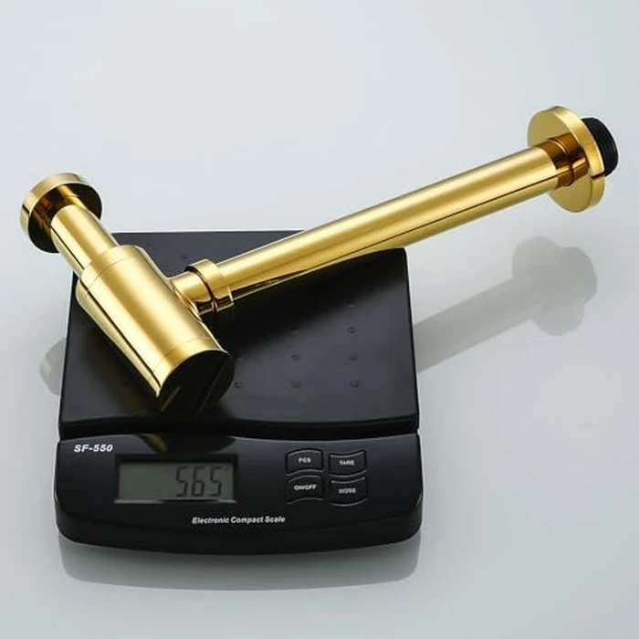 RANDOM Deep Gold Polished Brass Contemporary Round Bottle P Trap 1 1/4,Titanium Gold Basin Sink Waste Drain P Trap Kit. by RANDOM - Image 8