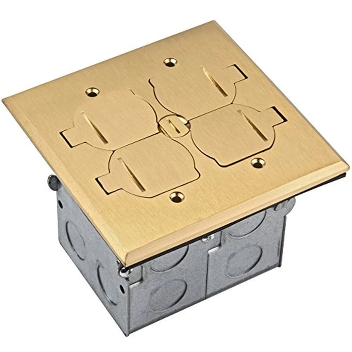 ENERLITES-705549-C Enerlites Floor Box Kit, 2 Gang 20A Tamper / Weather Resistant Duplex Receptacles, UL Listed - Brass by ENERLITES - Used - Very Good condition