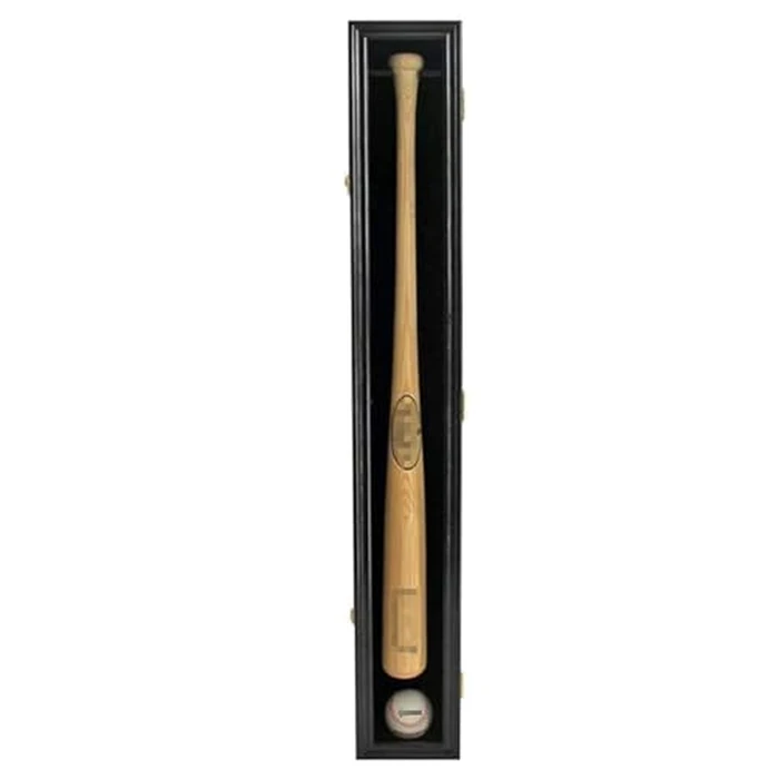 Baseball Bat Display Case Rack Cabinet Holder w/UV Protection, Lock, Vertical or Horizontal B001VH (Black) by DisplayGifts - Image 1