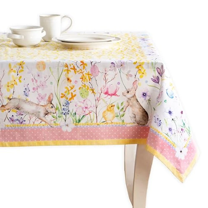 Maison d' Hermine Table Cloth Rectangle Table 100% Cotton 54 x 72 Inches Tablecloth Reusable Decorative for Dining Kitchen Room Farmhouse Home Gifts for Mothers Day Spring Summer - Easter Zest by Maison d' Hermine - Image 1