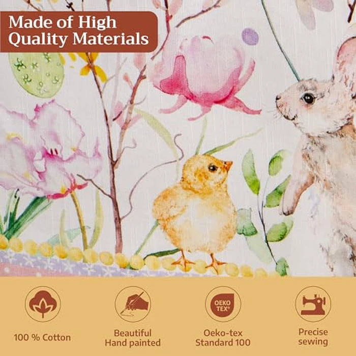 Maison d' Hermine Table Cloth Rectangle Table 100% Cotton 54 x 72 Inches Tablecloth Reusable Decorative for Dining Kitchen Room Farmhouse Home Gifts for Mothers Day Spring Summer - Easter Zest by Maison d' Hermine - Image 3