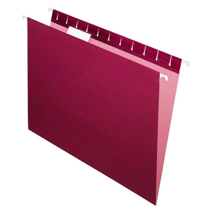 Pendaflex Hanging File Folders, Letter Size, Burgundy, 25-Pack, Durable Paper Stock, Coated Rods for Smooth Sliding, Lighter Interior to Prevent Misfiling, for Office or Home Filing Systems by Pendaflex - Used - Acceptable condition