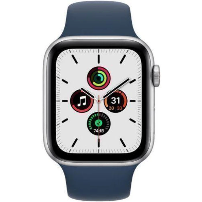 Apple Watch SE 1st Gen (2020) (Cellular + GPS) - 32GB - 40mm - Silver Aluminum Case with Abyss Blue Rubber Sport Band by Apple - Image 1