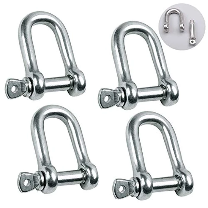 Reedny Stainless Steel 304 D Shape Shackle 5/32", 1/4", 5/16",3/8", 9/16", for Chains Wirerope Lifting Outdoor Camping Survival Rope Bracelets Or for Heavy Duty Construction (3/8" 4Pcs) by Reedny - Used - Like New condition - US$16.63