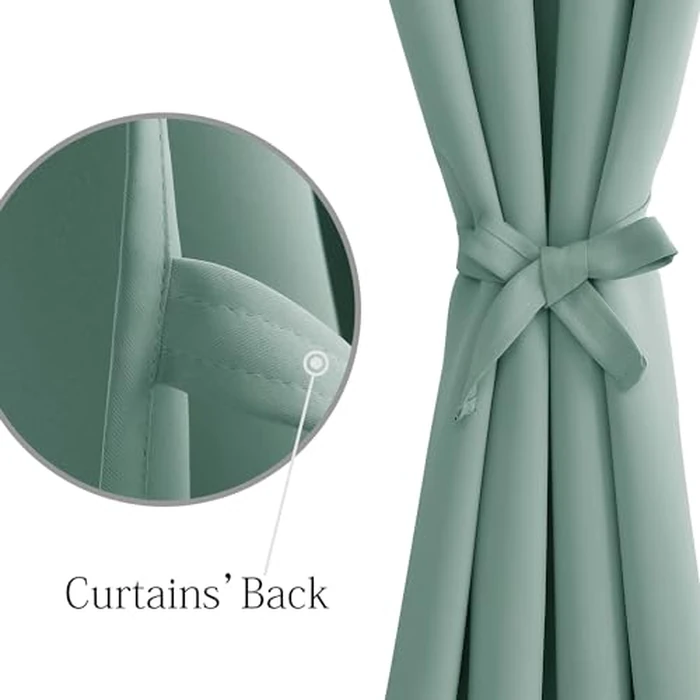 DWCN Short Thermal Insulated Short Curtains with Tiebacks for Kitchen - Grommet Room Darkening Drapes for Coffee Shop, Set of 2 Panels, 38 x 45 Inch Length, Sage by DWCN - Image 4