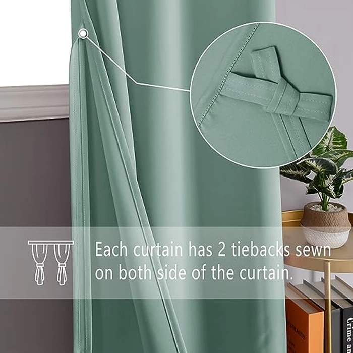 DWCN Short Thermal Insulated Short Curtains with Tiebacks for Kitchen - Grommet Room Darkening Drapes for Coffee Shop, Set of 2 Panels, 38 x 45 Inch Length, Sage by DWCN - Image 5