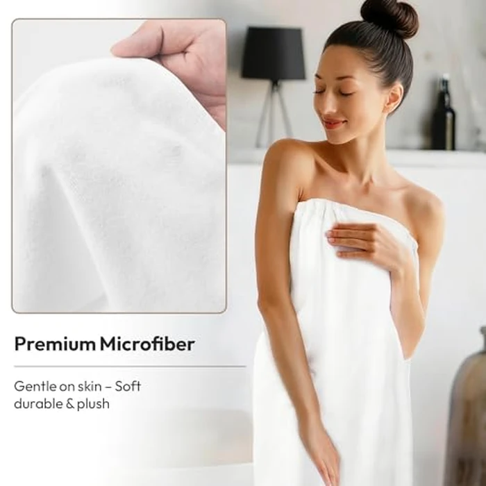 GEN'C BÉAUTY Spa Wrap Towel Microfiber Bath Towel Wraps for Women (White, S-L) by GEN'C BÉAUTY - Image 2