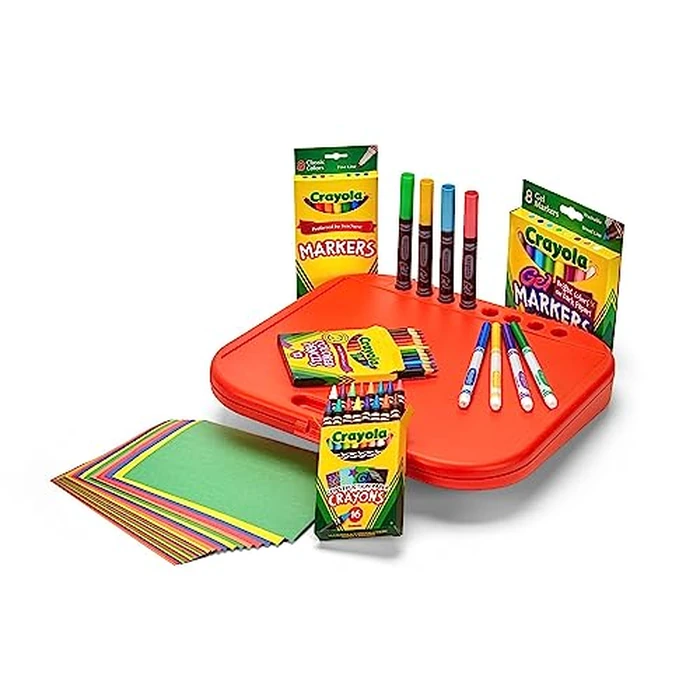 Crayola Create 'N Carry Travel Art Set for Kids (75pcs), 2-in-1 Lap Desk & Carrying Case, Essential Art Supplies Kit, Spring Crafting, Gift for Kids by Crayola - Image 4