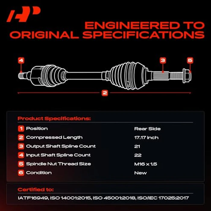 A-Premium CV Axle Shaft Assembly Compatible with Arctic Cat Models - 250 2x4/4x4, 300 2x4/4x4/4x4 MRP, 1999-2004 - Rear Left or Right, Replace# 1402-002, 1502-531 by A-premium - Image 3