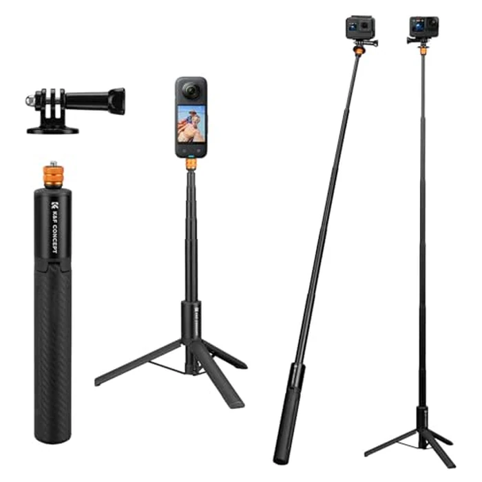 K&F Concept MS21 Invisible Selfie Stick, Extension Long Pole(120cm/47.2in) Compatible with Insta360 X5/X4/X3 GoPro Hero 13/12/11 DJI OSMO 360 Pocket 4/3, 1/4" Extended Monopod with GoPro Adapter by K&F CONCEPT - Used - Acceptable condition