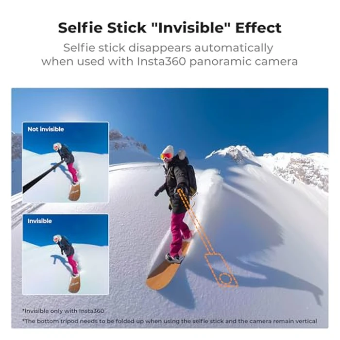 K&F Concept MS21 Invisible Selfie Stick, Extension Long Pole(120cm/47.2in) Compatible with Insta360 X5/X4/X3 GoPro Hero 13/12/11 DJI OSMO 360 Pocket 4/3, 1/4" Extended Monopod with GoPro Adapter by K&F CONCEPT - Image 4