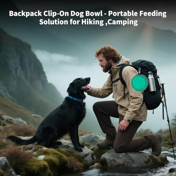 SLSON Dog Bowls Pet Collapsible Bowl with Cover Lids,2 Pack Dog Travel Bowls Portable Foldable Cat Water Dish Bowl for Pets Walking Parking Camping (Light Blue and Green, Medium) by SLSON - Image 7