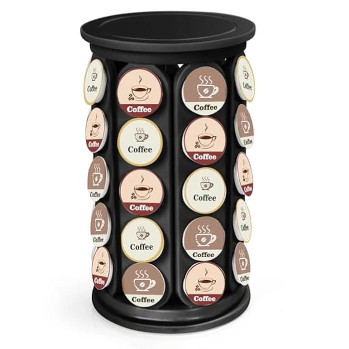SAVORLIVING Coffee Pod Carousel Compatible with K-Cup Pods, K Cup Holder Holds 40 Coffee Capsule, New Modern Design for Kitchen Office Countertop or Coffees Station Organizer, Detachable (Black) by SAVORLIVING - Image 1