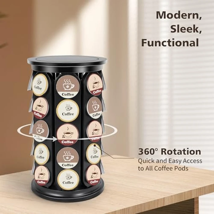 SAVORLIVING Coffee Pod Carousel Compatible with K-Cup Pods, K Cup Holder Holds 40 Coffee Capsule, New Modern Design for Kitchen Office Countertop or Coffees Station Organizer, Detachable (Black) by SAVORLIVING - Image 4