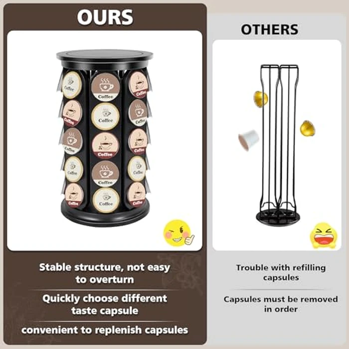 SAVORLIVING Coffee Pod Carousel Compatible with K-Cup Pods, K Cup Holder Holds 40 Coffee Capsule, New Modern Design for Kitchen Office Countertop or Coffees Station Organizer, Detachable (Black) by SAVORLIVING - Image 6