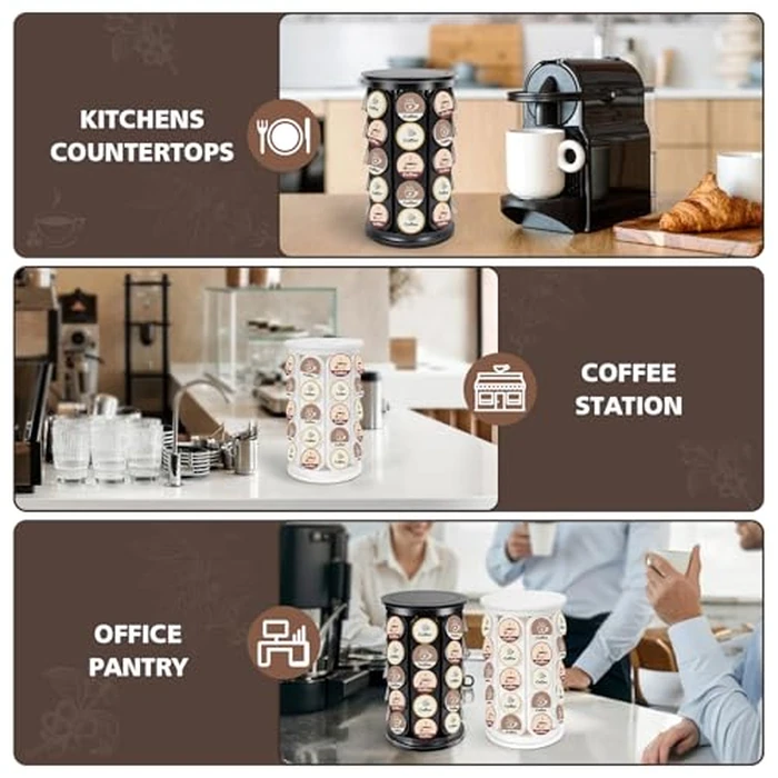 SAVORLIVING Coffee Pod Carousel Compatible with K-Cup Pods, K Cup Holder Holds 40 Coffee Capsule, New Modern Design for Kitchen Office Countertop or Coffees Station Organizer, Detachable (Black) by SAVORLIVING - Image 7